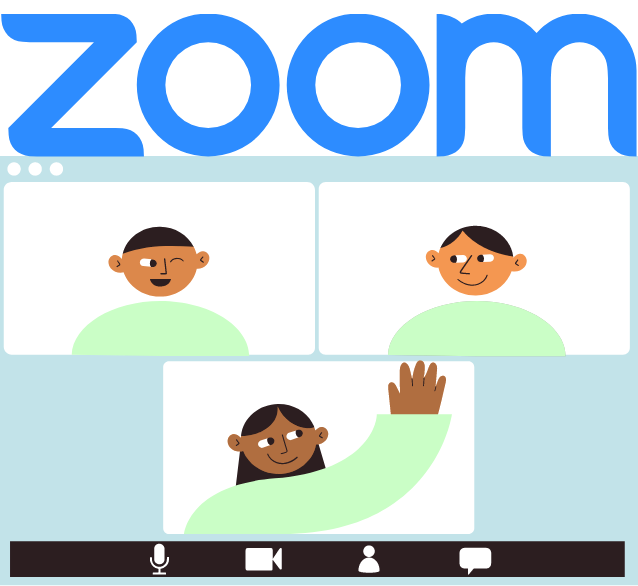 baner produktu w sklepie online obrazek rysunkowy ekran zoom 3 osoby